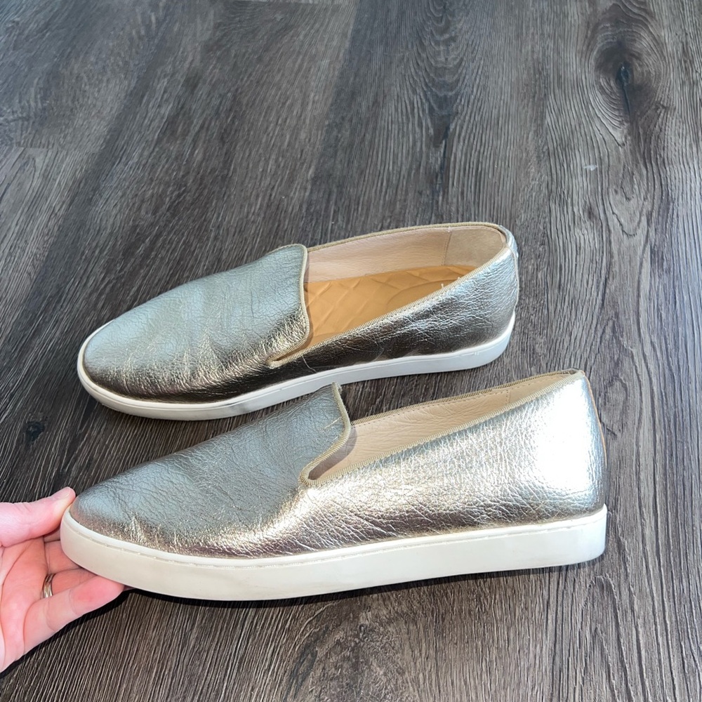 Birdies Shimmering Silver Slip-Ons